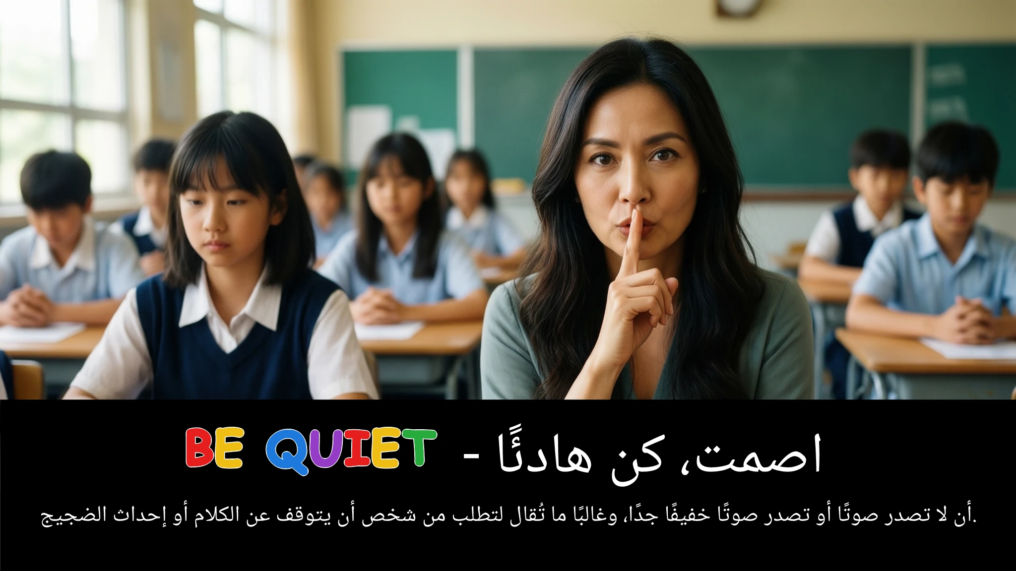 Arabic Illustration for be quiet